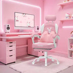 Sedia Gaming a Forma di Coniglio per Bambini con Cuscino Massaggiante e Poggiapiedi, Regolabile ed Ergonomica, Design Carino Kawaii per Fascia d'Età 8-14
