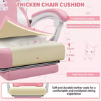 Sedia Gaming a Forma di Coniglio per Bambini con Cuscino Massaggiante e Poggiapiedi, Regolabile ed Ergonomica, Design Carino Kawaii per Fascia d'Età 8-14