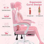 Sedia Gaming a Forma di Coniglio per Bambini con Cuscino Massaggiante e Poggiapiedi, Regolabile ed Ergonomica, Design Carino Kawaii per Fascia d'Età 8-14