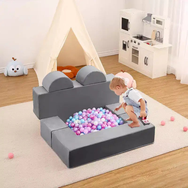 Divano da gioco in schiuma per bambini - Set divano morbido convertibile con fodera staccabile e lavabile, schiuma sicura atossica per leggere, giocare e dormire