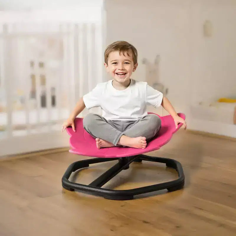 Sedia Girevole per Bambini, Capacità 100 kg, Sedia Girevole Sensoriale a Forma di Elefante con Base Metallica Antiscivolo, Seggiolino Girevole per Bambini, Rosso