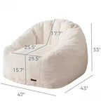 Poltrona Sacco Gigante a Forma di Concha Divano Oversize in Ecopelliccia per Adulti Bambini con Imbottitura Beige