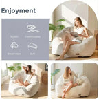 Poltrona Sacco Gigante a Forma di Concha Divano Oversize in Ecopelliccia per Adulti Bambini con Imbottitura Beige