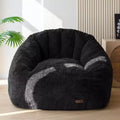 Summit Adventure Giant Shell Shaped Bean Bag Chair Oversized Faux Fur Couch for Adults Kids with Filler Beige