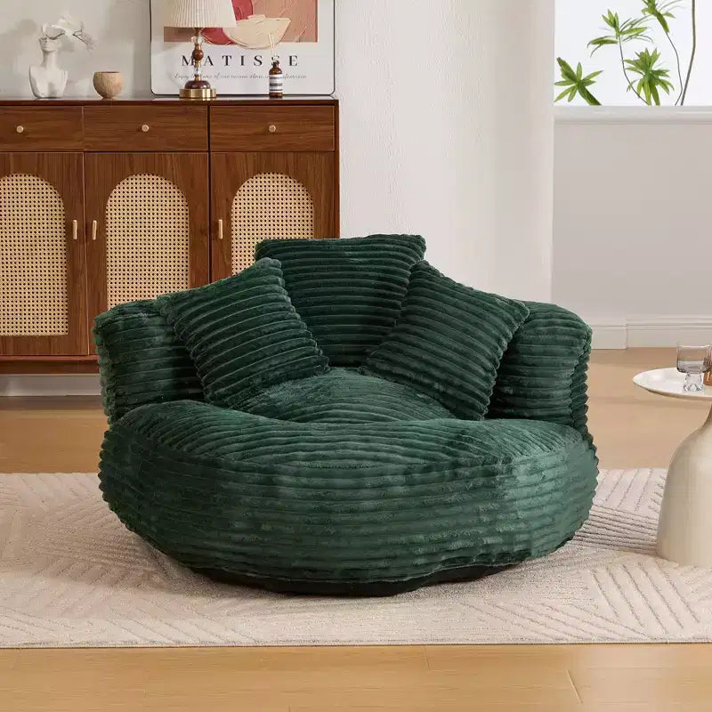 Divano sacco per adulti e bambini, poltrona sacco oversize in velluto a coste con 3 cuscini e braccioli per soggiorno, camera da letto - ModernLuxe