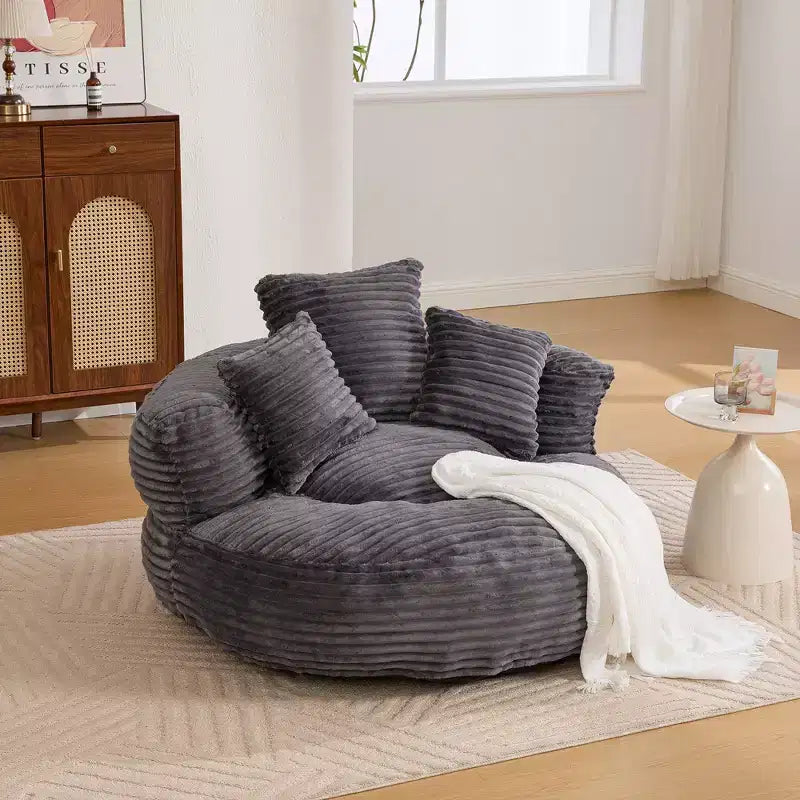 Divano sacco per adulti e bambini, poltrona sacco oversize in velluto a coste con 3 cuscini e braccioli per soggiorno, camera da letto - ModernLuxe