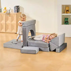Divano componibile per bambini con braccioli, 14 pezzi, grigio, resistente