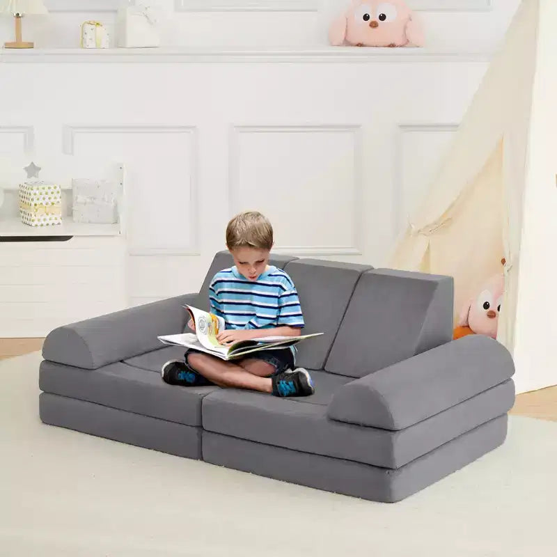 Divano da gioco, divano per bambini in schiuma da 10 pezzi con spugna ad alta densità per giocare, creare, dormire, mobili per bambini fantasiosi