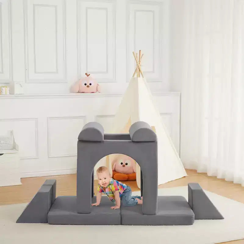 Divano da gioco, divano per bambini in schiuma da 10 pezzi con spugna ad alta densità per giocare, creare, dormire, mobili per bambini fantasiosi