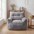 Bean Bag Chair with Back Support, Soft Chenille Lazy Sofa, Shredded Foam Single Lounge for Adults & Kids, for Living Room Bedroom