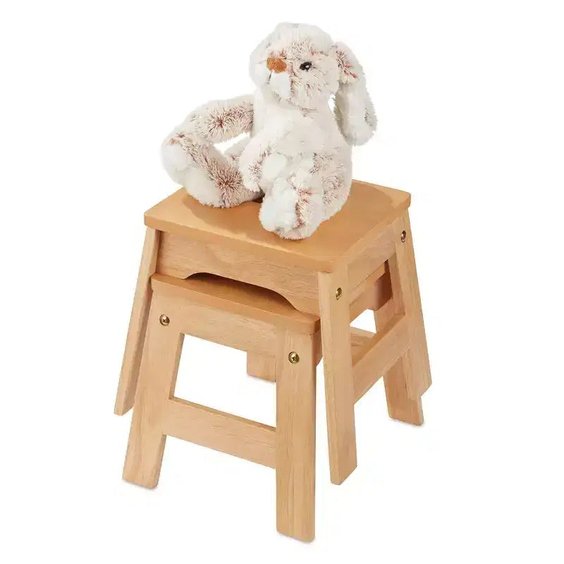 Melissa & Doug Sgabelli in Legno - Set da 2 - Sedie per Bambini per Sala da Pranzo/Attività, Fantasia Unita, Impilabili, Capacità 45 kg