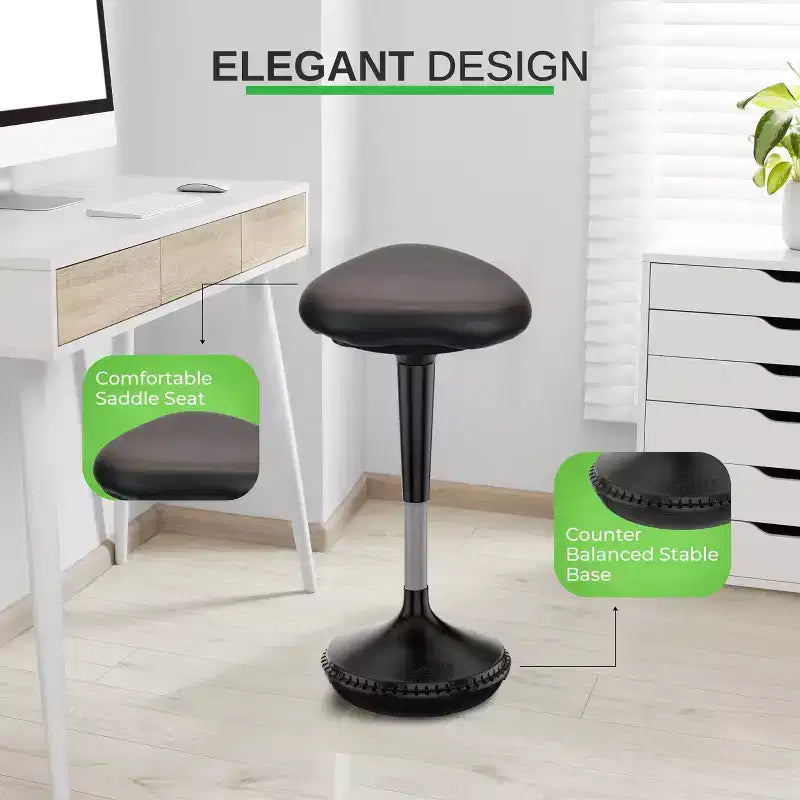 Sedia da ufficio Wobble Standing Desk in vinile nero -