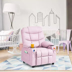 Poltrona reclinabile per bambini in pelle PU con portabicchieri e tasche laterali Blu\Nero\Marrone\Rosa\Grigio\Blu navy