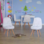 Sedia a 4 posti per bambini a forma di cane (con pelo morbido) – Sedia da scrivania – Sedia da sala giochi