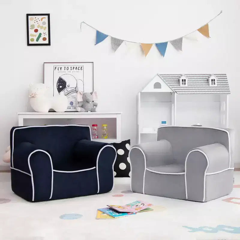 Divano per Bambini Poltrona Imbottita in Schiuma per Bambini con Tessuto in Velluto Regalo Perfetto Rosa/Blu