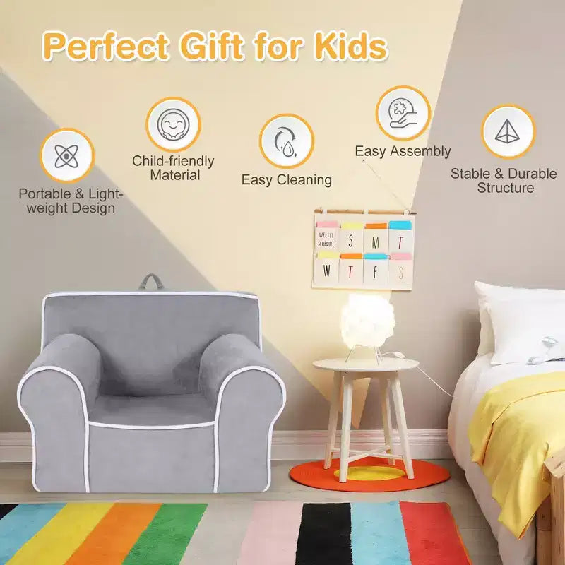 Divano per Bambini Poltrona Imbottita in Schiuma per Bambini con Tessuto in Velluto Regalo Perfetto Rosa/Blu