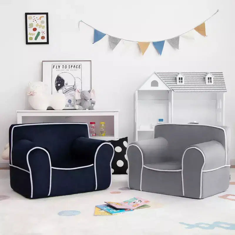 Divano per Bambini Poltrona Imbottita in Schiuma per Bambini con Tessuto in Velluto Regalo Perfetto Rosa/Blu