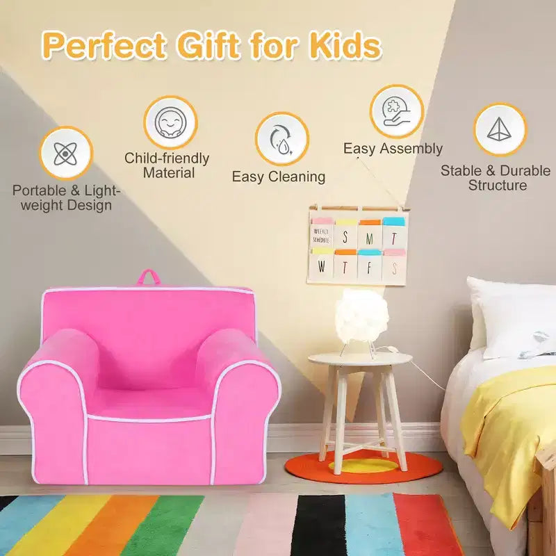 Divano per Bambini Poltrona Imbottita in Schiuma per Bambini con Tessuto in Velluto Regalo Perfetto Rosa/Blu