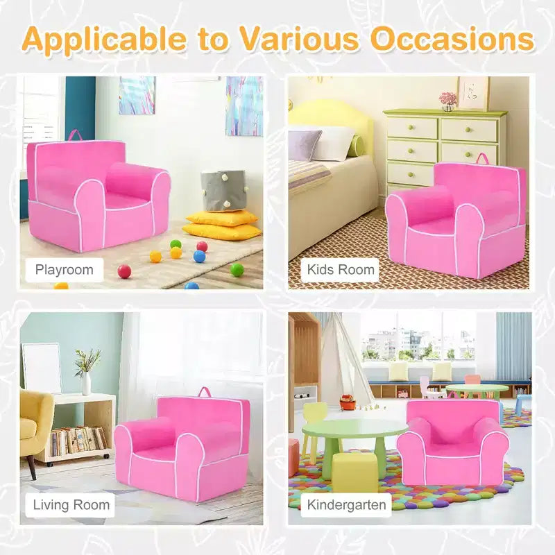 Divano per Bambini Poltrona Imbottita in Schiuma per Bambini con Tessuto in Velluto Regalo Perfetto Rosa/Blu
