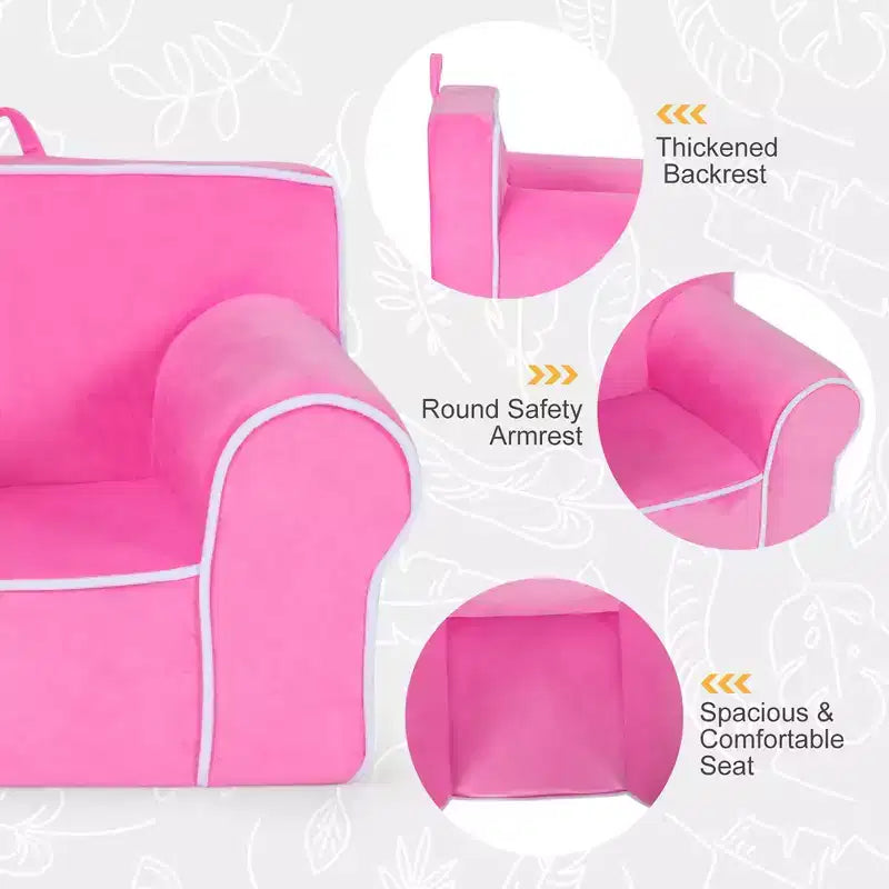 Divano per Bambini Poltrona Imbottita in Schiuma per Bambini con Tessuto in Velluto Regalo Perfetto Rosa/Blu