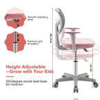 Sedia da scrivania per bambini regolabile in altezza Sedia da studio per bambini con rotelle con freno automatico Blu/Rosa