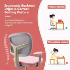 Sedia da scrivania per bambini regolabile in altezza Sedia da studio per bambini con rotelle con freno automatico Blu/Rosa