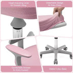 Sedia da scrivania per bambini regolabile in altezza Sedia da studio per bambini con rotelle con freno automatico Blu/Rosa