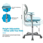 Sedia da scrivania per bambini regolabile in altezza Sedia da studio per bambini con rotelle con freno automatico Blu/Rosa