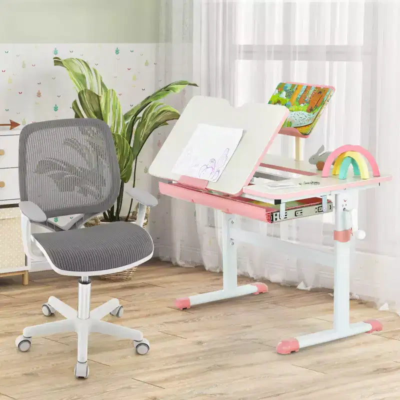 Sedia da scrivania girevole per bambini in rete, sedia da computer per bambini con altezza regolabile Blu/Rosa/Viola