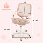 Sedia da scrivania girevole per bambini in rete, sedia da computer per bambini con altezza regolabile Blu/Rosa/Viola