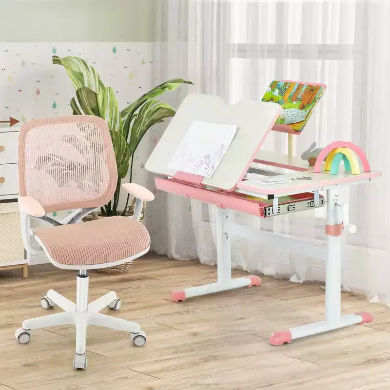 Sedia da scrivania girevole per bambini in rete, sedia da computer per bambini con altezza regolabile Blu/Rosa/Viola