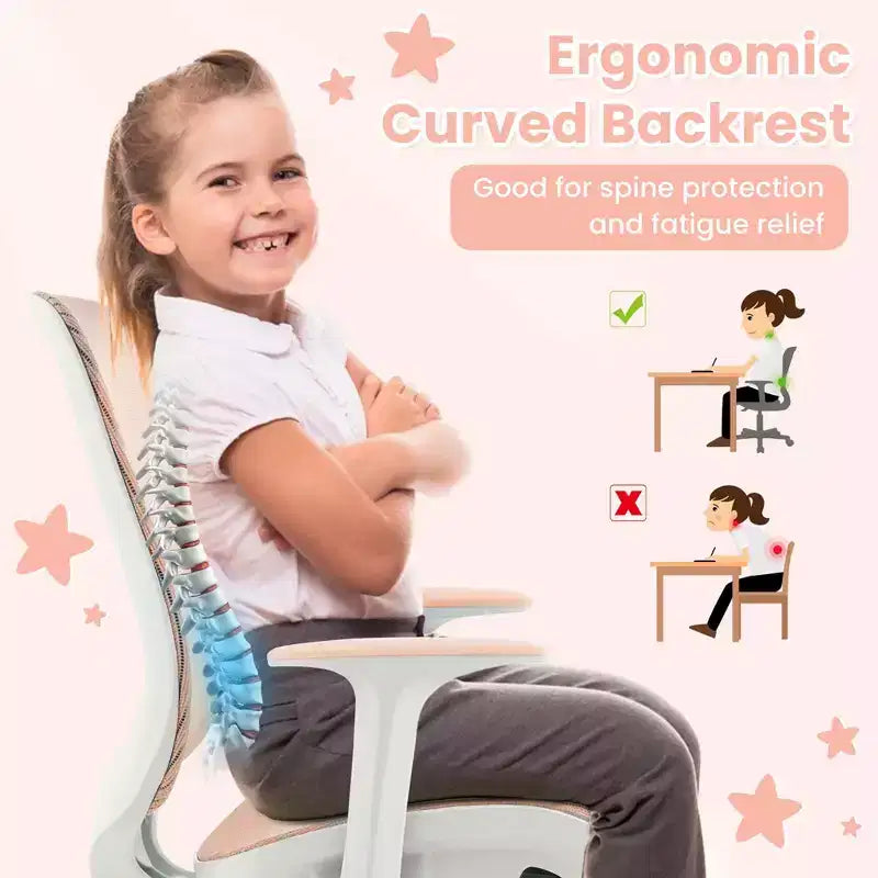 Sedia da scrivania girevole per bambini in rete, sedia da computer per bambini con altezza regolabile Blu/Rosa/Viola