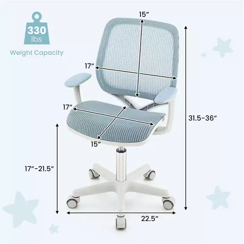 Sedia da scrivania girevole per bambini in rete, sedia da computer per bambini con altezza regolabile Blu/Rosa/Viola