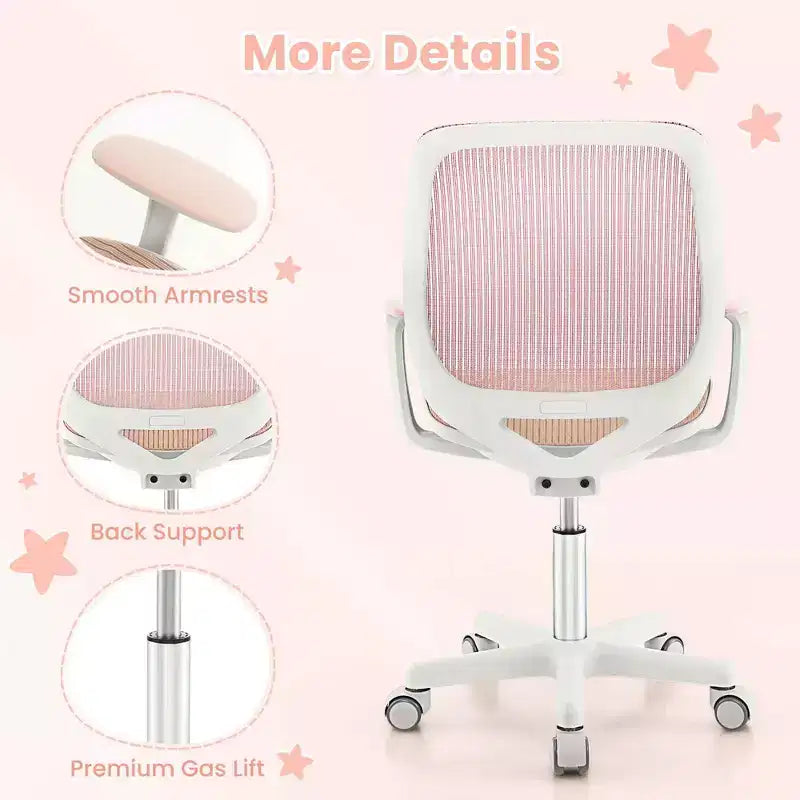 Sedia da scrivania girevole per bambini in rete, sedia da computer per bambini con altezza regolabile Blu/Rosa/Viola