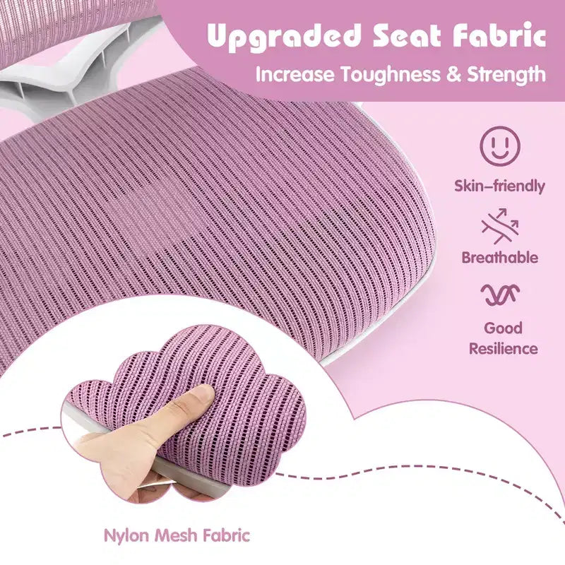 Sedia da scrivania girevole per bambini in rete, sedia da computer per bambini con altezza regolabile Blu/Rosa/Viola