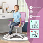 Sedia da scrivania girevole per bambini in rete, sedia da computer per bambini con altezza regolabile Blu/Rosa/Viola