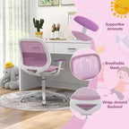 Sedia da scrivania girevole per bambini in rete, sedia da computer per bambini con altezza regolabile Blu/Rosa/Viola
