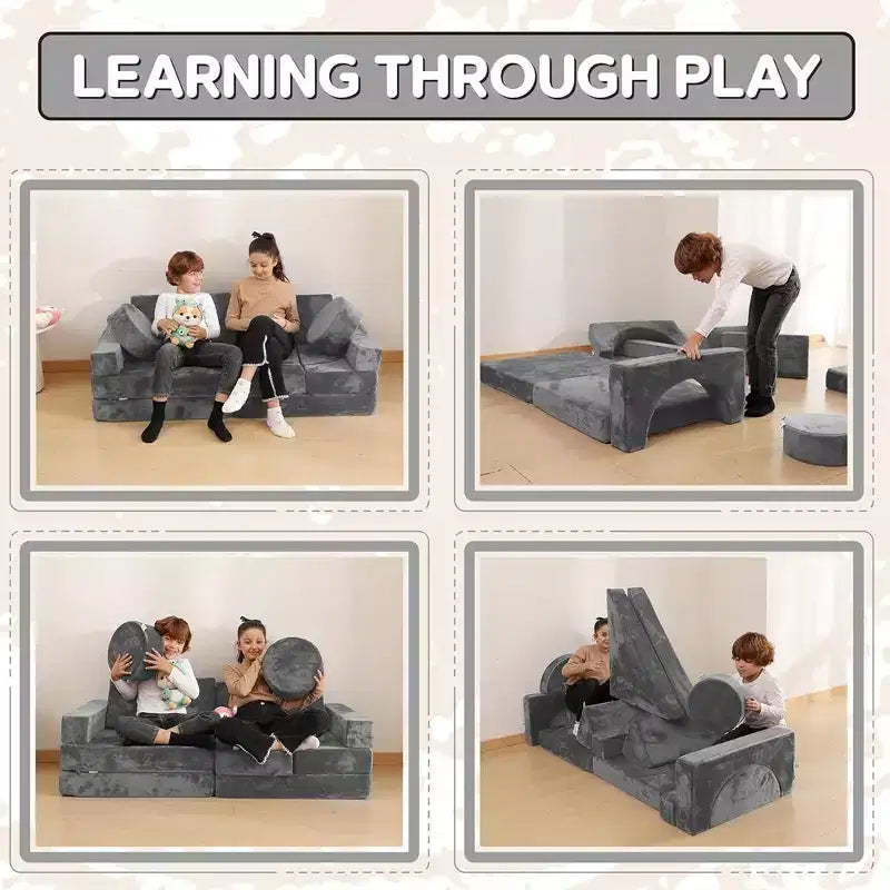 Contour Comfort Divano per bambini 14 pezzi Set da gioco per bambini Divano per bambini convertibile con morbidi cuscini in schiuma | Divano per fortezza per bambini, Mobili per sala giochi per bambini