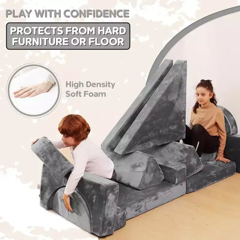 Contour Comfort Divano per bambini 14 pezzi Set da gioco per bambini Divano per bambini convertibile con morbidi cuscini in schiuma | Divano per fortezza per bambini, Mobili per sala giochi per bambini