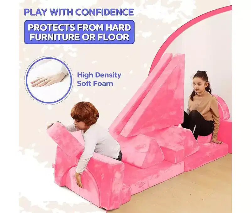Contour Comfort Divano per bambini 14 pezzi Set da gioco per bambini Divano per bambini convertibile con morbidi cuscini in schiuma | Divano per fortezza per bambini, Mobili per sala giochi per bambini