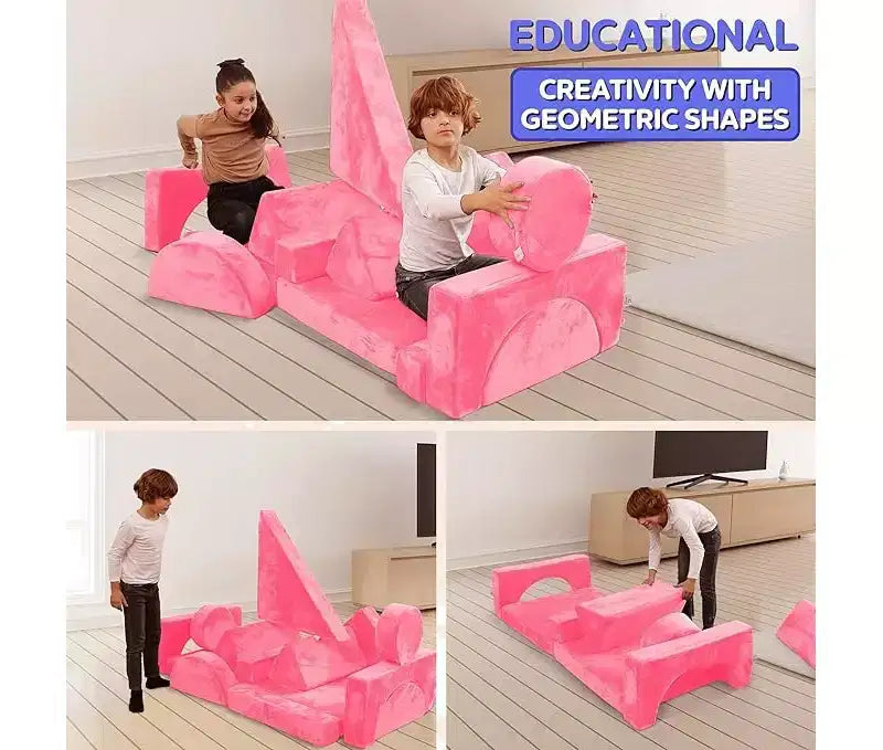Contour Comfort Divano per bambini 14 pezzi Set da gioco per bambini Divano per bambini convertibile con morbidi cuscini in schiuma | Divano per fortezza per bambini, Mobili per sala giochi per bambini