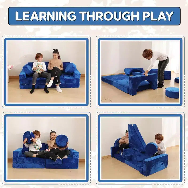 Contour Comfort Divano per bambini 14 pezzi Set da gioco per bambini Divano per bambini convertibile con morbidi cuscini in schiuma | Divano per fortezza per bambini, Mobili per sala giochi per bambini