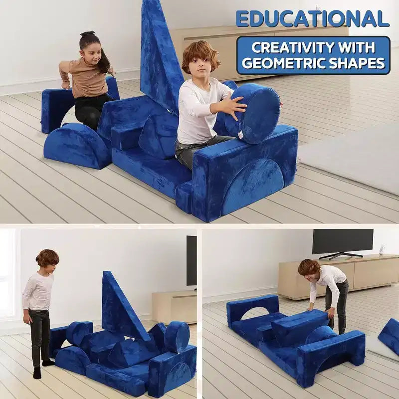 Contour Comfort Divano per bambini 14 pezzi Set da gioco per bambini Divano per bambini convertibile con morbidi cuscini in schiuma | Divano per fortezza per bambini, Mobili per sala giochi per bambini