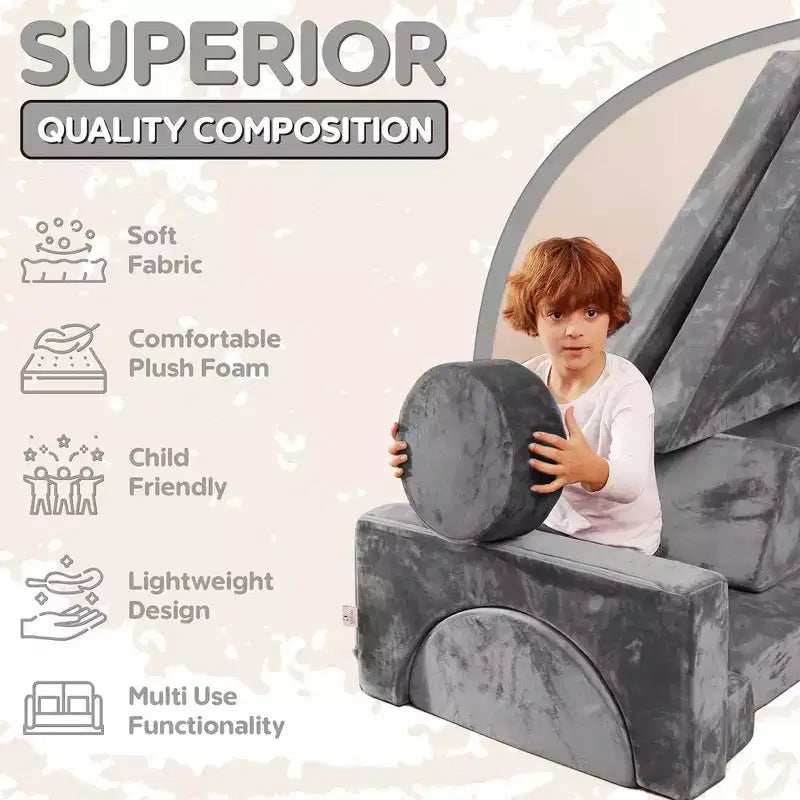Contour Comfort Divano per bambini 14 pezzi Set da gioco per bambini Divano per bambini convertibile con morbidi cuscini in schiuma | Divano per fortezza per bambini, Mobili per sala giochi per bambini