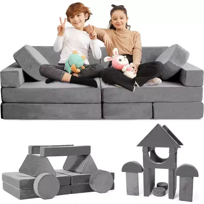 Contour Comfort Divano per bambini 14 pezzi Set da gioco per bambini Divano per bambini convertibile con morbidi cuscini in schiuma | Divano per fortezza per bambini, Mobili per sala giochi per bambini