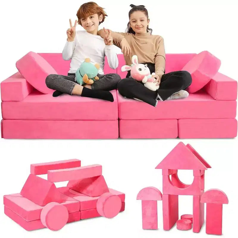 Contour Comfort Divano per bambini 14 pezzi Set da gioco per bambini Divano per bambini convertibile con morbidi cuscini in schiuma | Divano per fortezza per bambini, Mobili per sala giochi per bambini